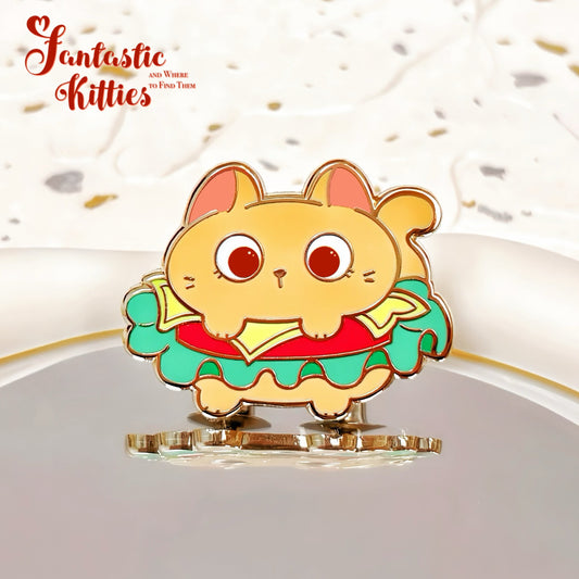 Burger Cat Hard Enamel Pin