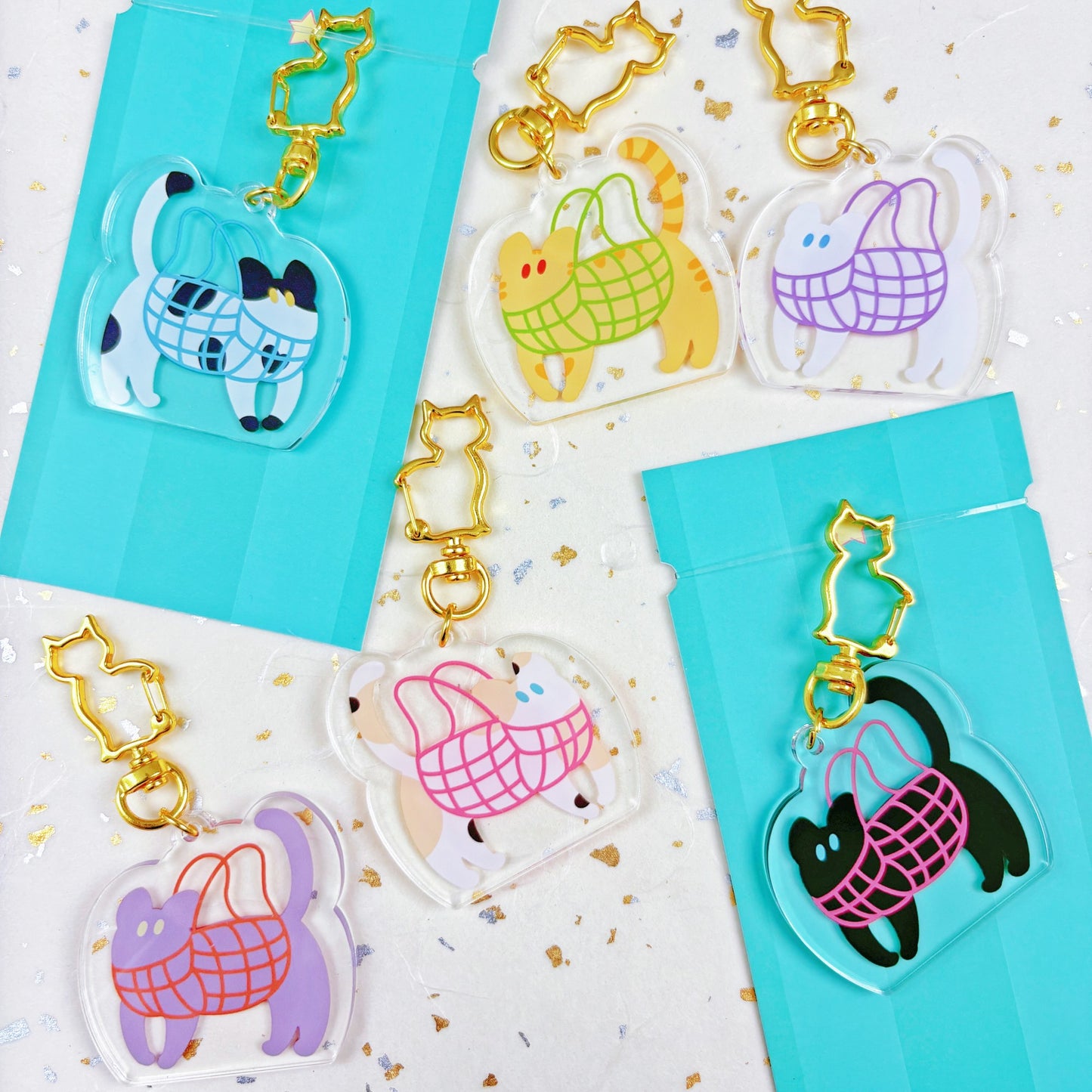 Kitties in Net Bags Acrylic Keychain