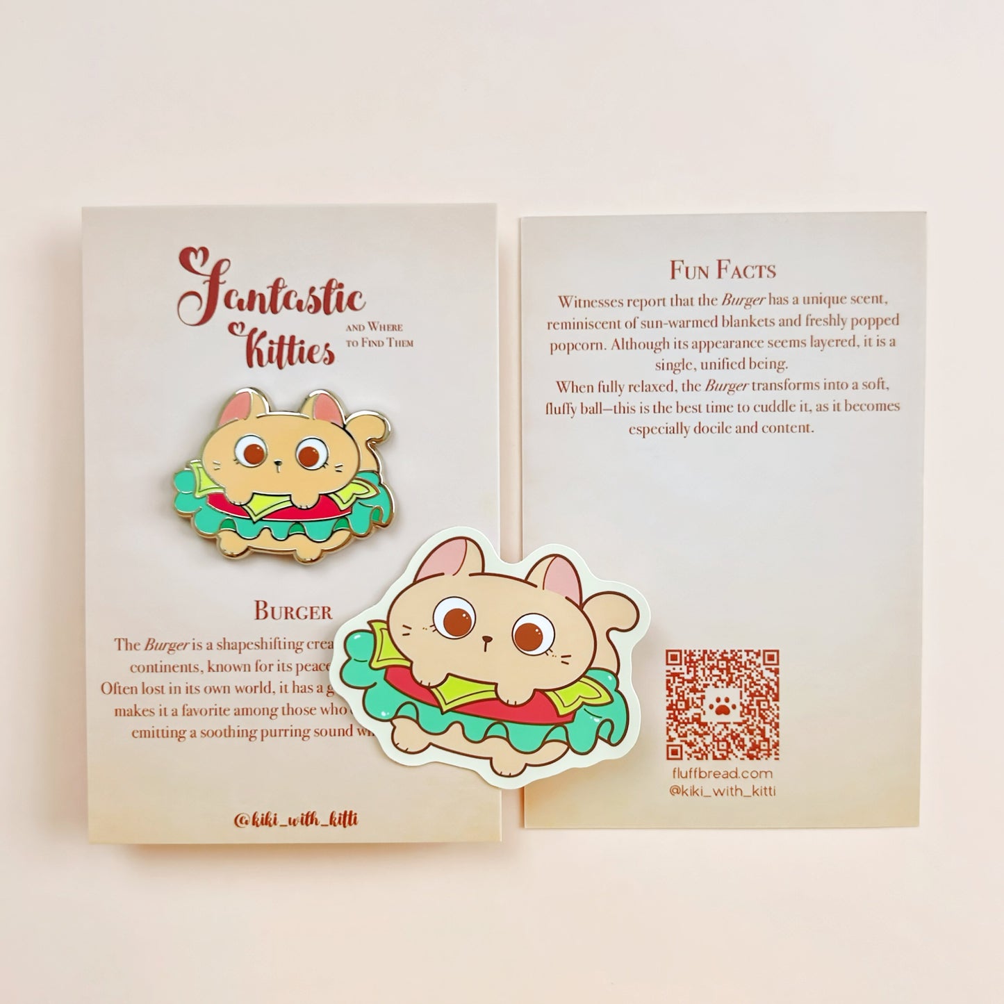 Burger Cat Hard Enamel Pin