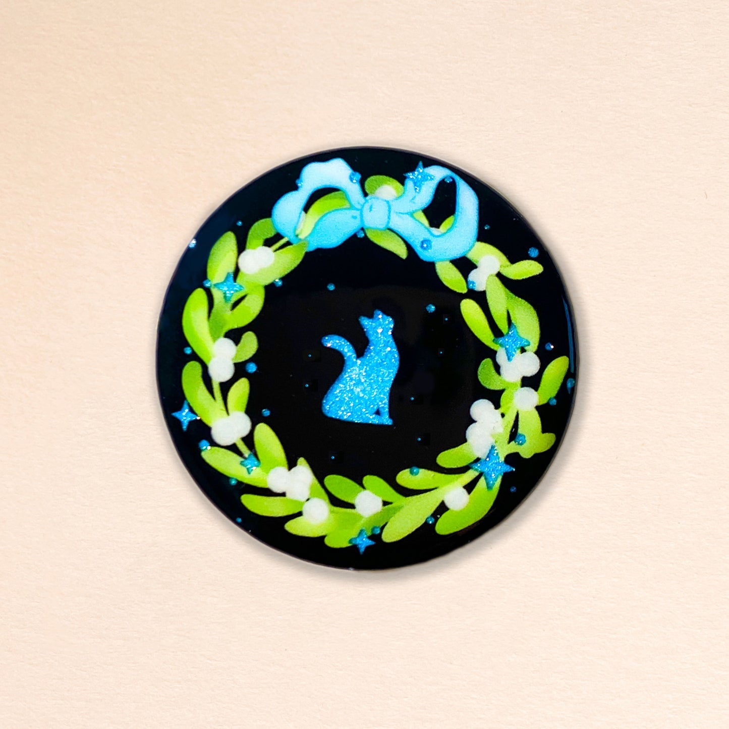 Meowly Wreath Kitty Badge