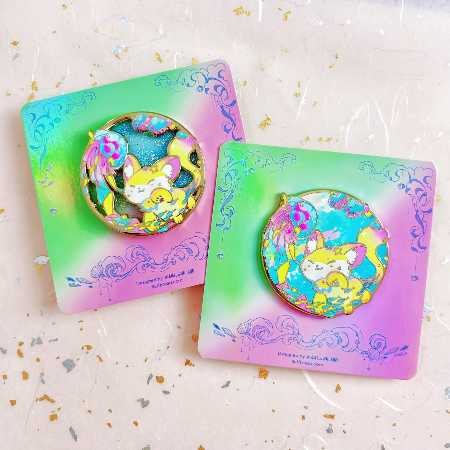 Jellycat Glitter Liquid Sand Cat Hard Enamel Pin