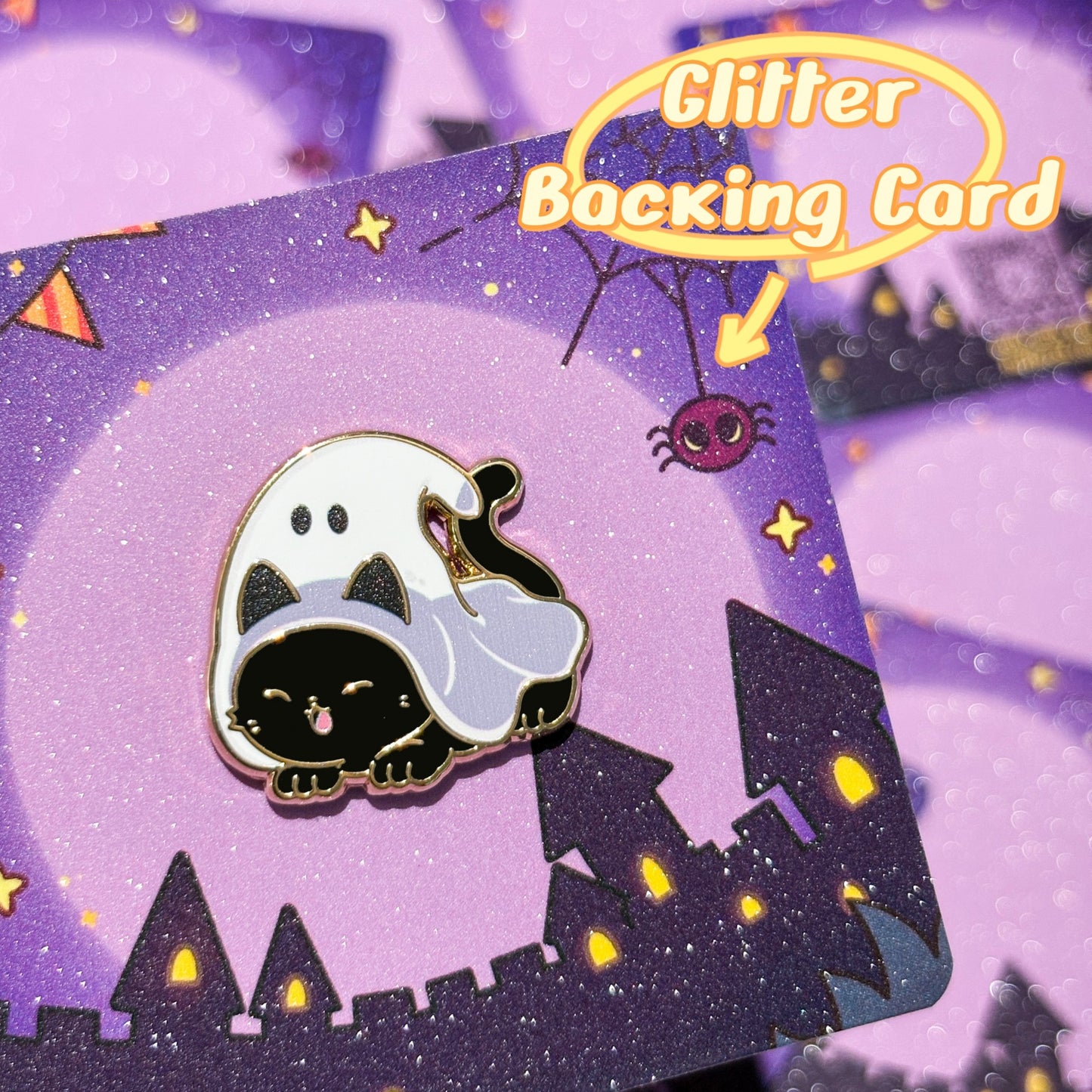 Peek-a-Mew Black Cat Halloween Pin