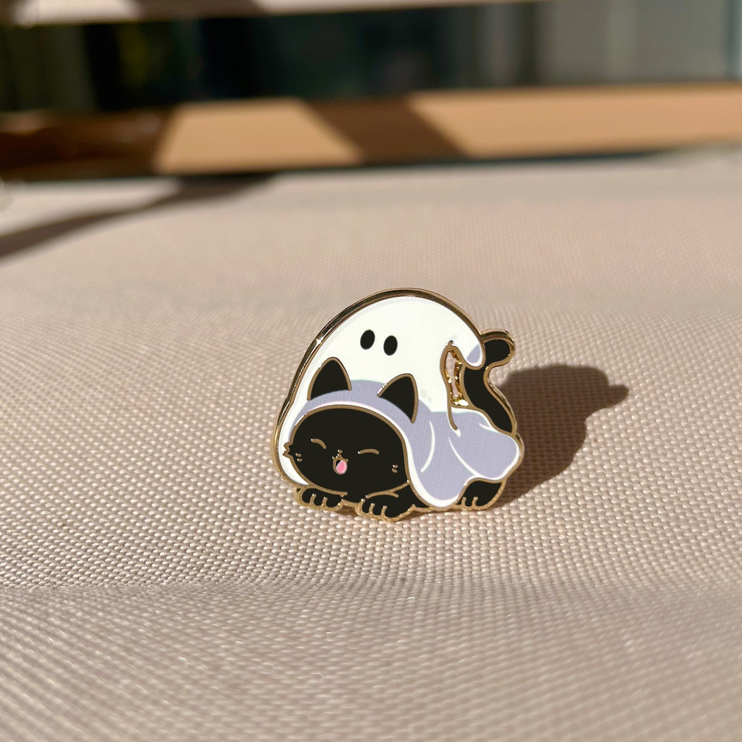 Peek-a-Mew Black Cat Halloween Pin