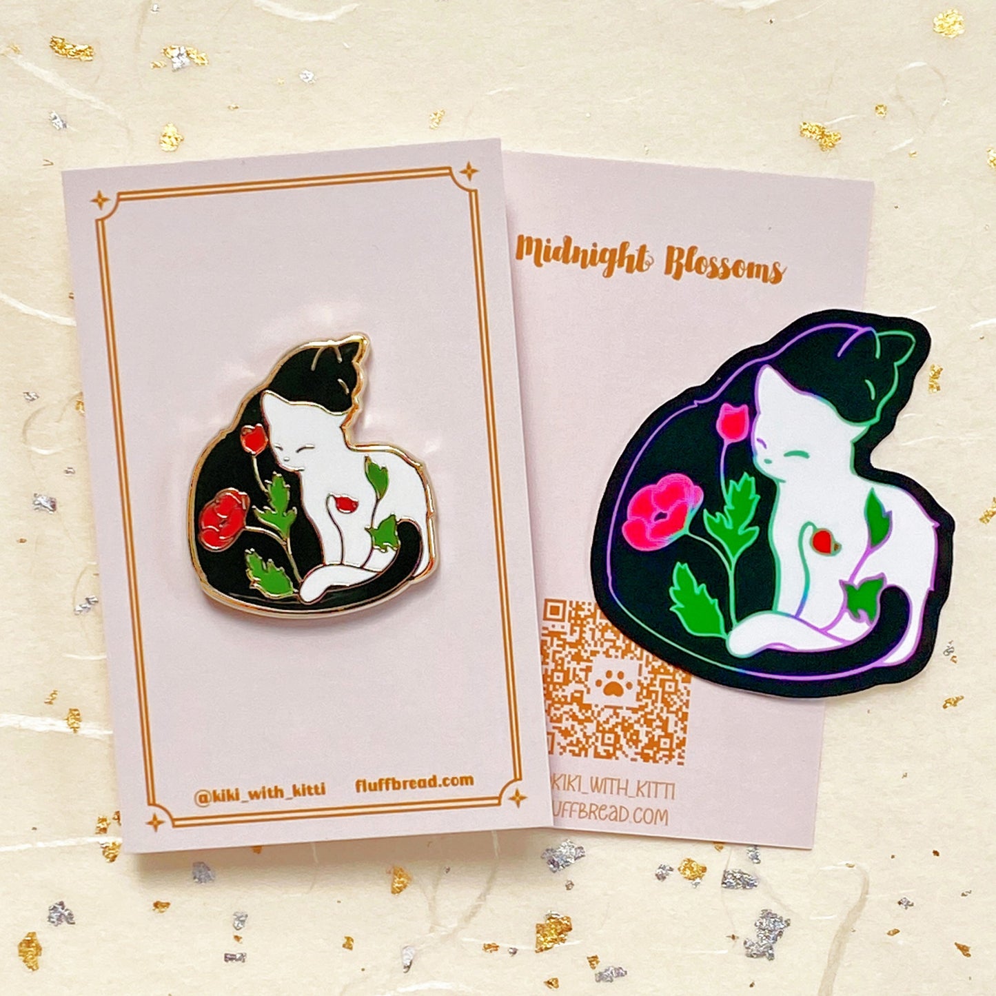 Red Poppy Cat Hard Enamel Pin
