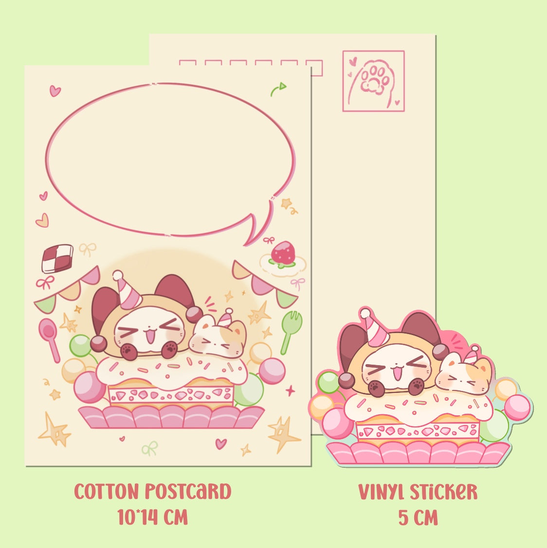 Cheers Cotton Postcard & Vinyl Sticker