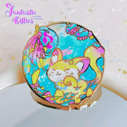 Jellycat Glitter Liquid Sand Cat Hard Enamel Pin