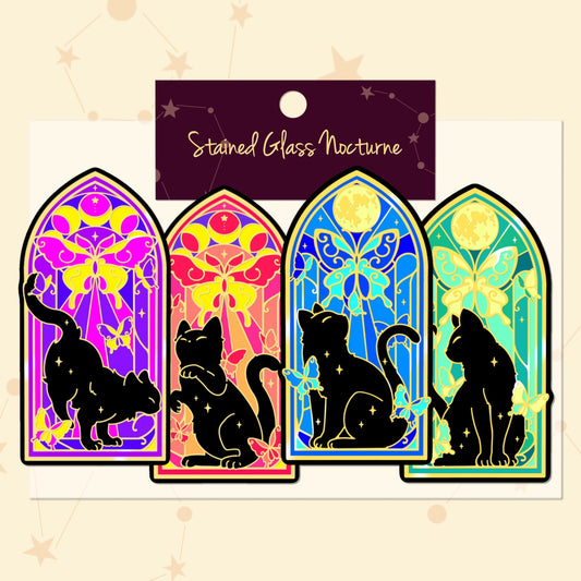 [Pre-order] Stained Glass Nocturne Cat Vinyl Sticker