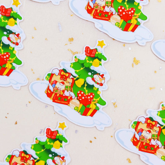 Meowly Christmas Vinyl Sticker