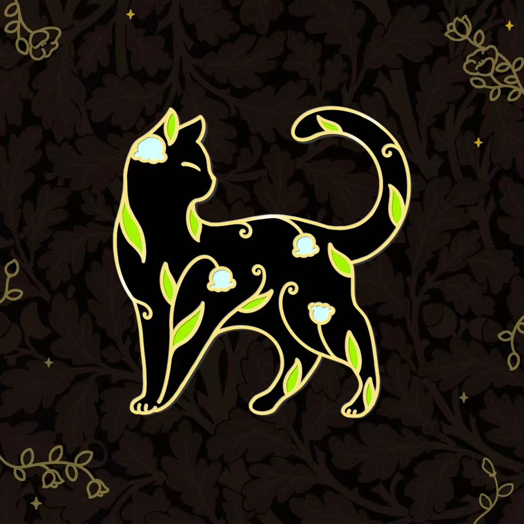 Lily of the Valley Cat Hard Enamel Pin