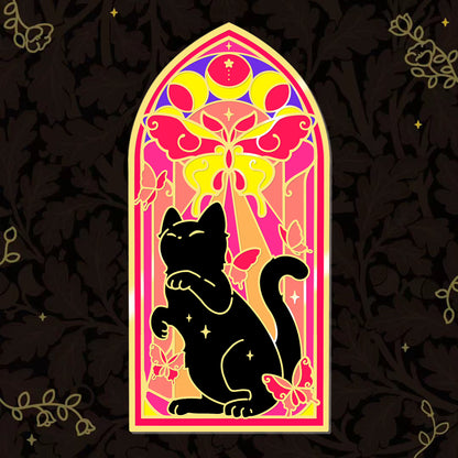 Lumen Chasing Stained Glass Cat Pin