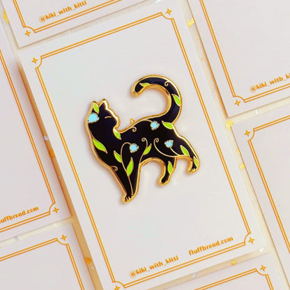 Lily of the Valley Cat Hard Enamel Pin