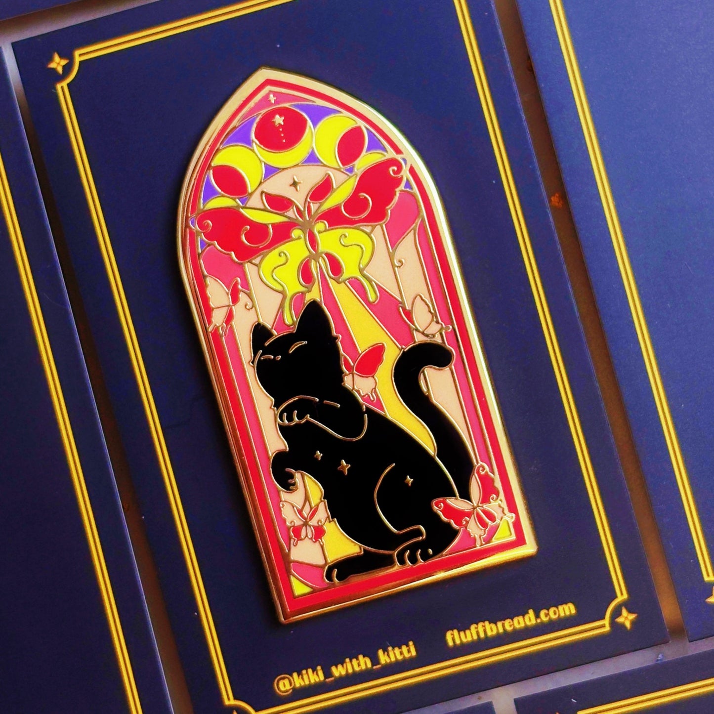 Lumen Chasing Stained Glass Cat Pin