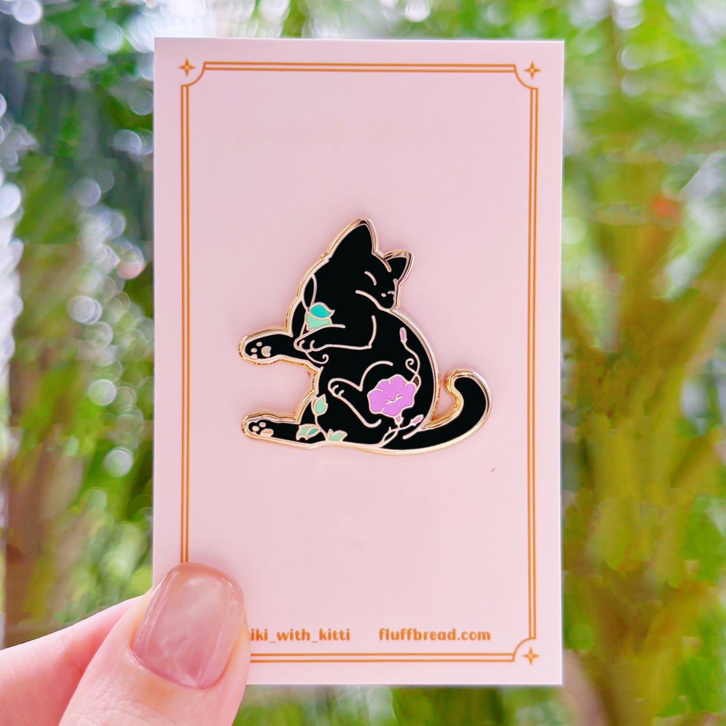 Moon Flower Cat Hard Enamel Pin