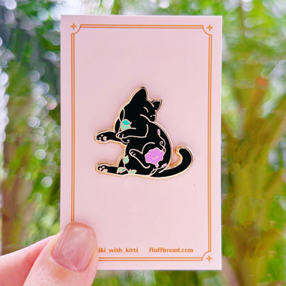 Moon Flower Cat Hard Enamel Pin
