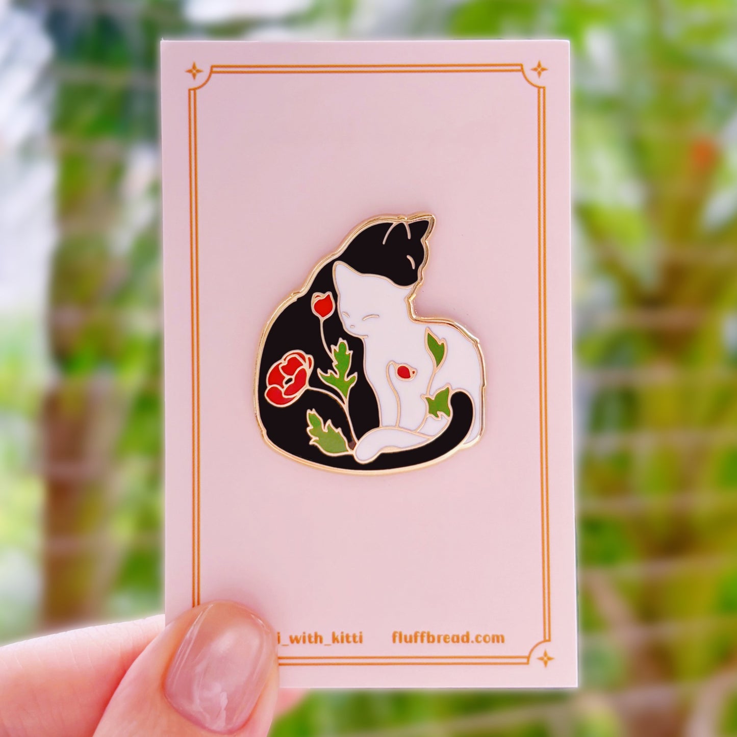 Red Poppy Cat Hard Enamel Pin