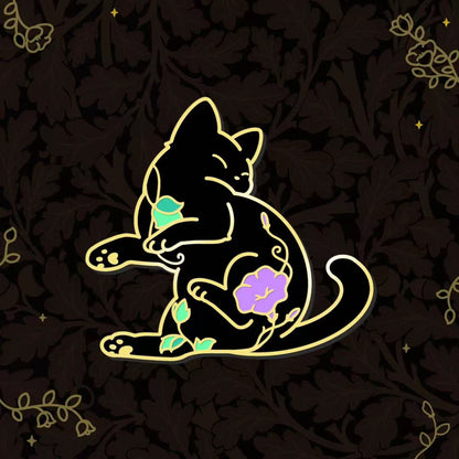 Moon Flower Cat Hard Enamel Pin