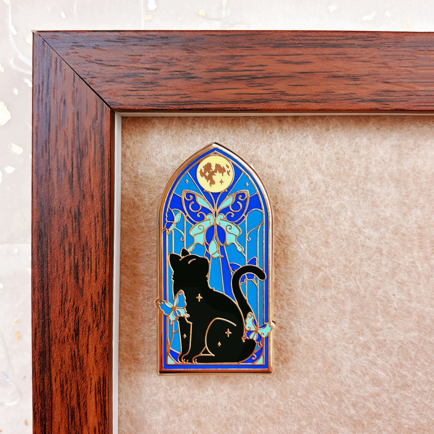 Stained Glass Floral Cat Pin Collection