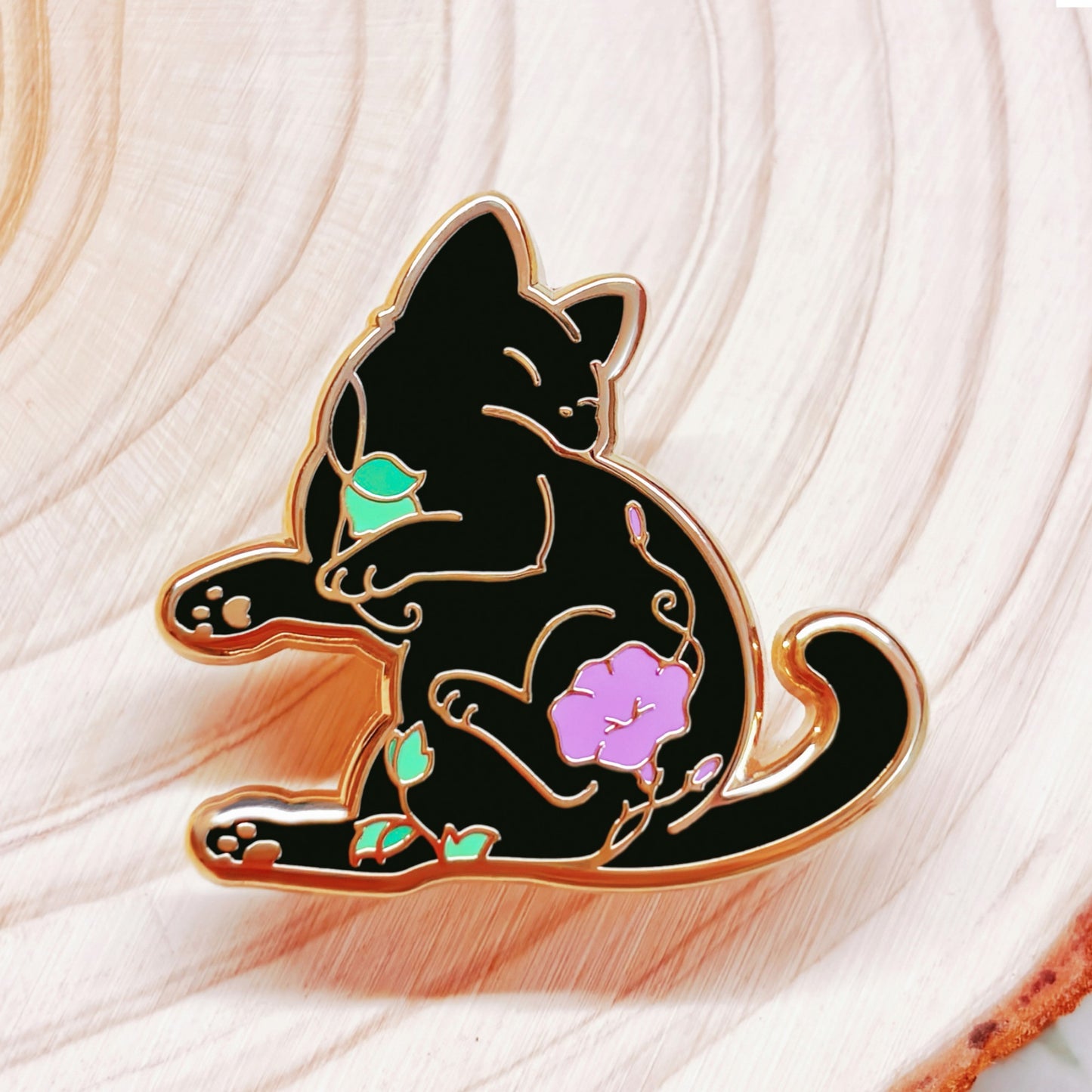 Moon Flower Cat Hard Enamel Pin