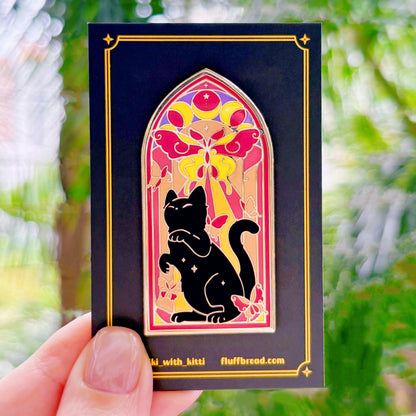 Lumen Chasing Stained Glass Cat Pin