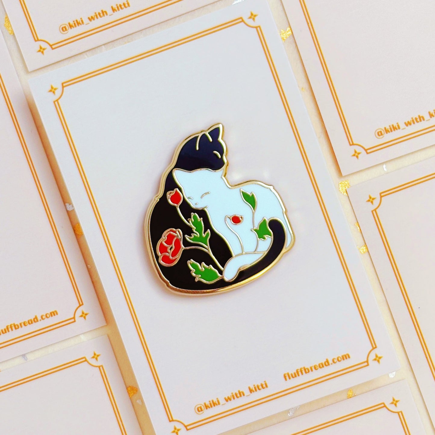 Red Poppy Cat Hard Enamel Pin