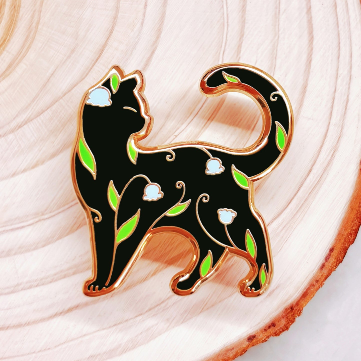 Lily of the Valley Cat Hard Enamel Pin