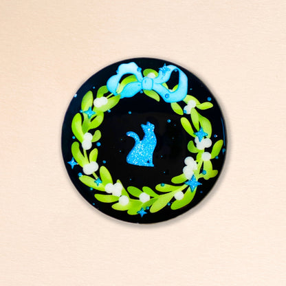 Meowly Wreath Kitty Badge