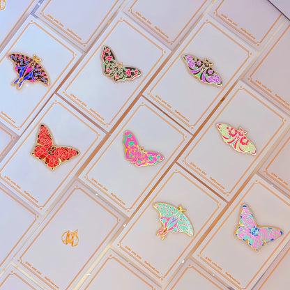 Floral Butterfly Enamel Pin Collection