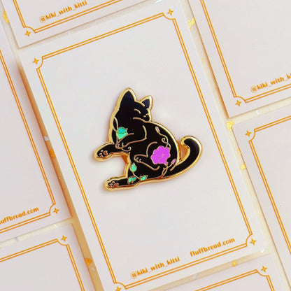 Moon Flower Cat Hard Enamel Pin