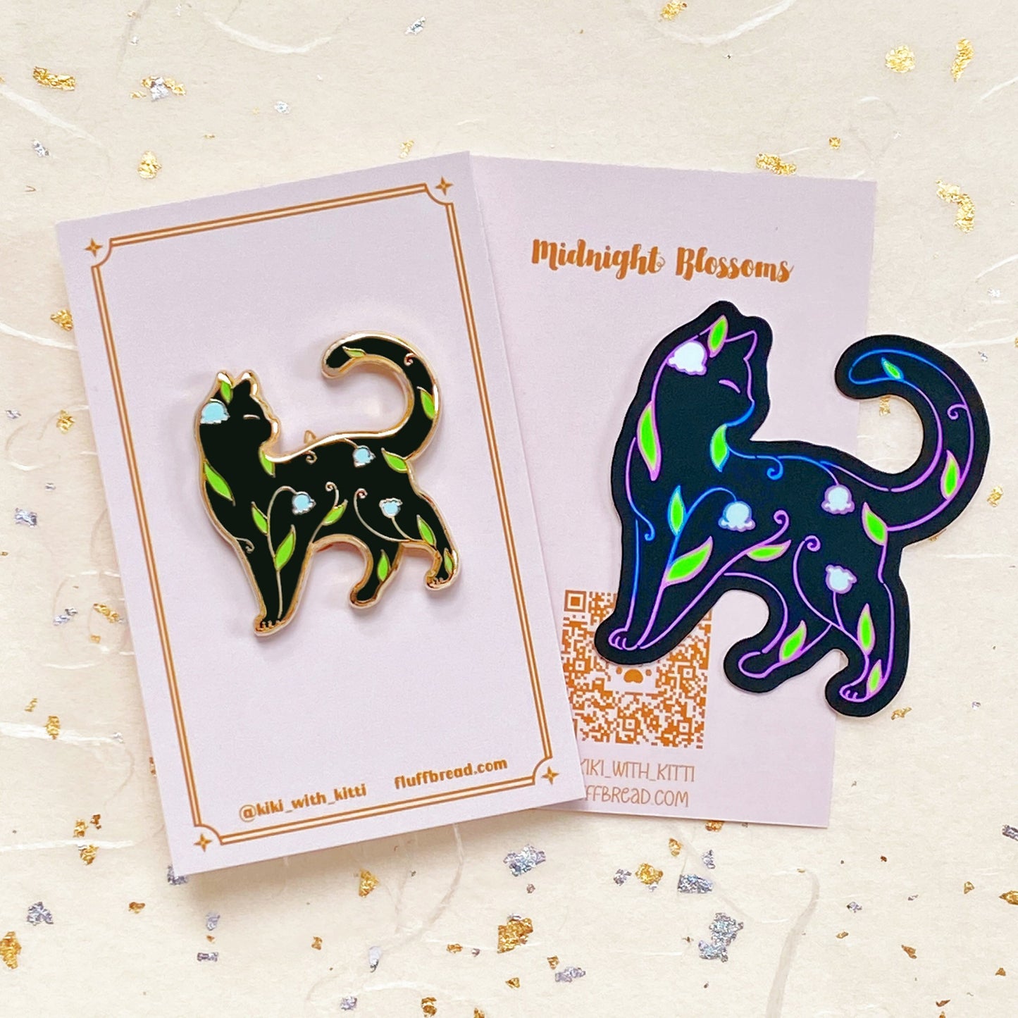Lily of the Valley Cat Hard Enamel Pin