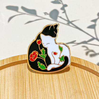 Red Poppy Cat Hard Enamel Pin