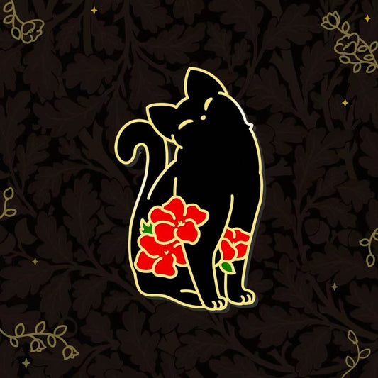 [Pre-order] Hibiscus Cat Hard Enamel Pin