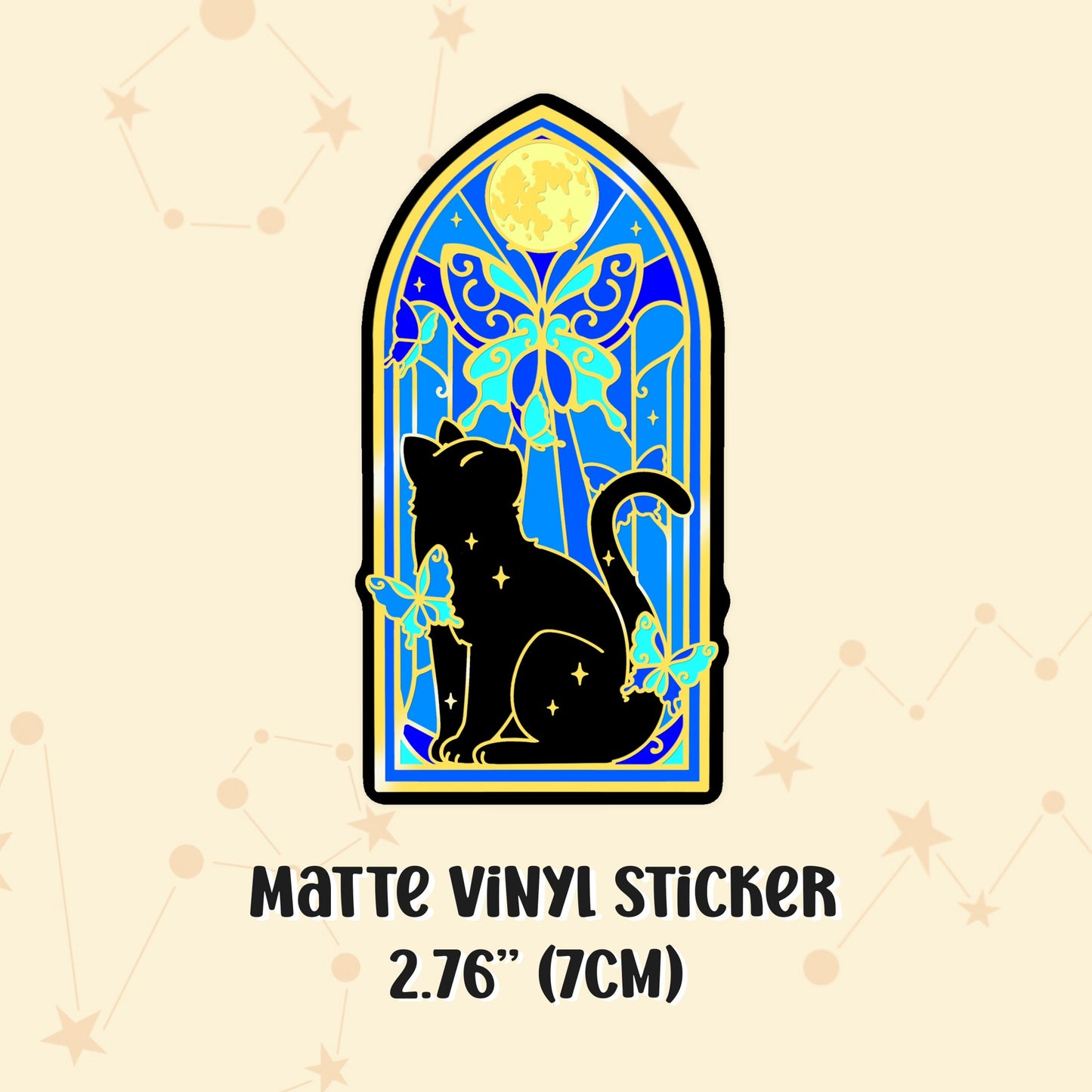 Morpho Omen Stained Glass Cat Pin