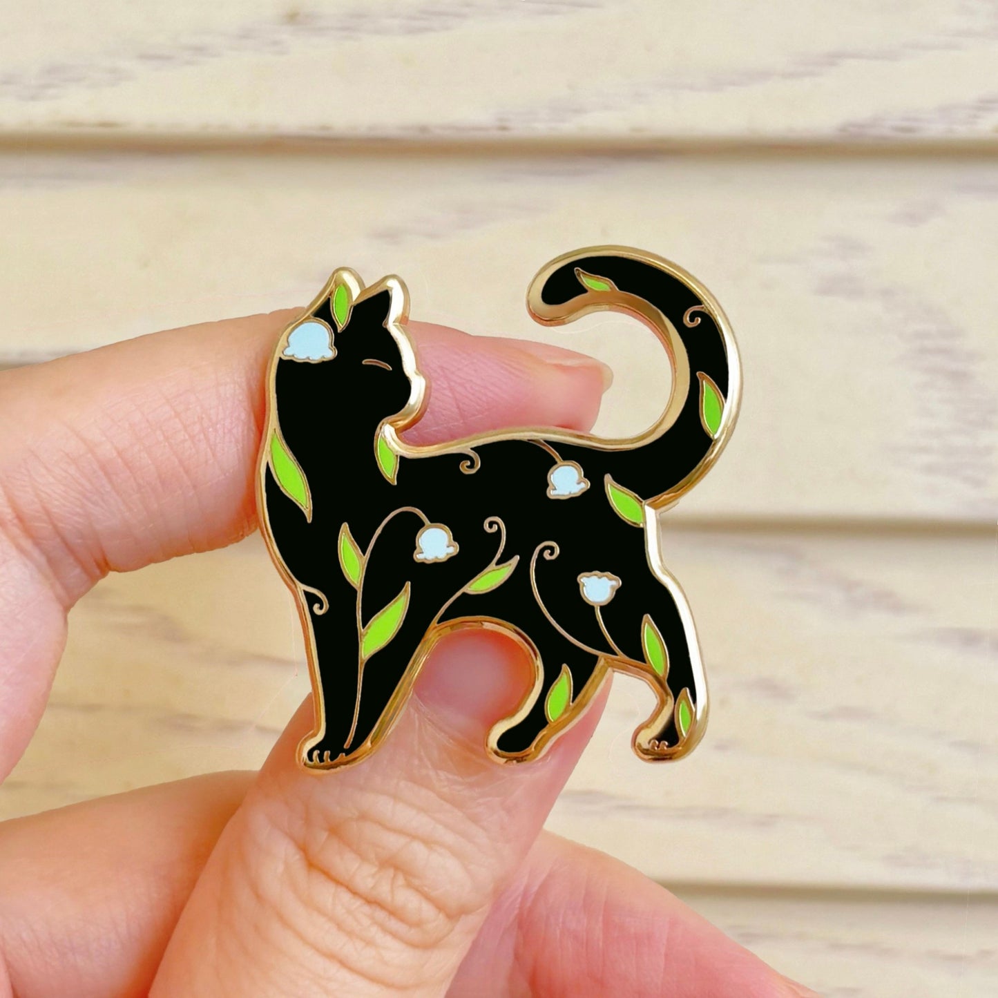Lily of the Valley Cat Hard Enamel Pin