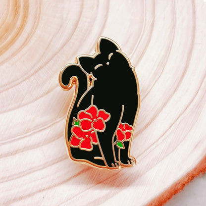 Floral Cat Enamel Pin Collection