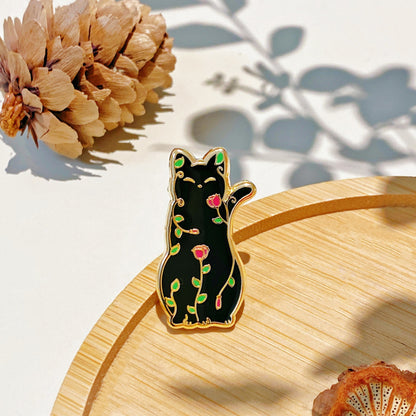 Floral Cat Enamel Pin Collection