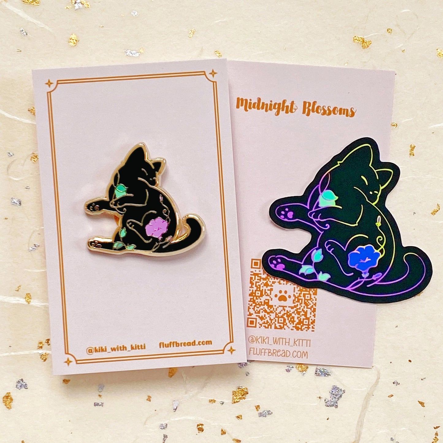 Moon Flower Cat Hard Enamel Pin
