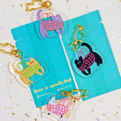 Kitties in Net Bags Acrylic Keychain