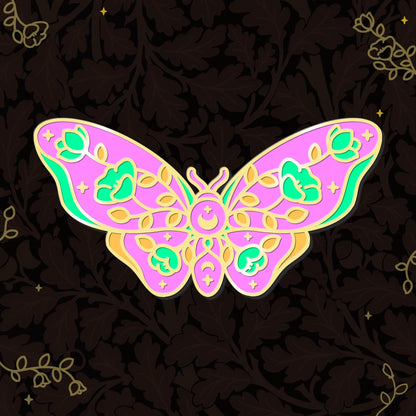 Paper Moon Neon Moth Enamel Pin