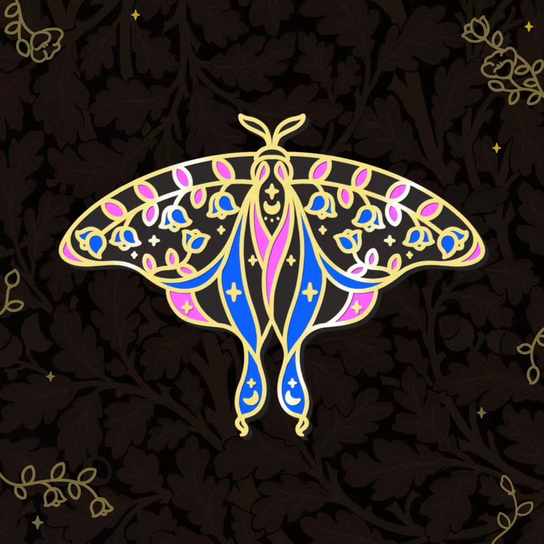 Actias Luna Moonlit Moth Enamel Pin