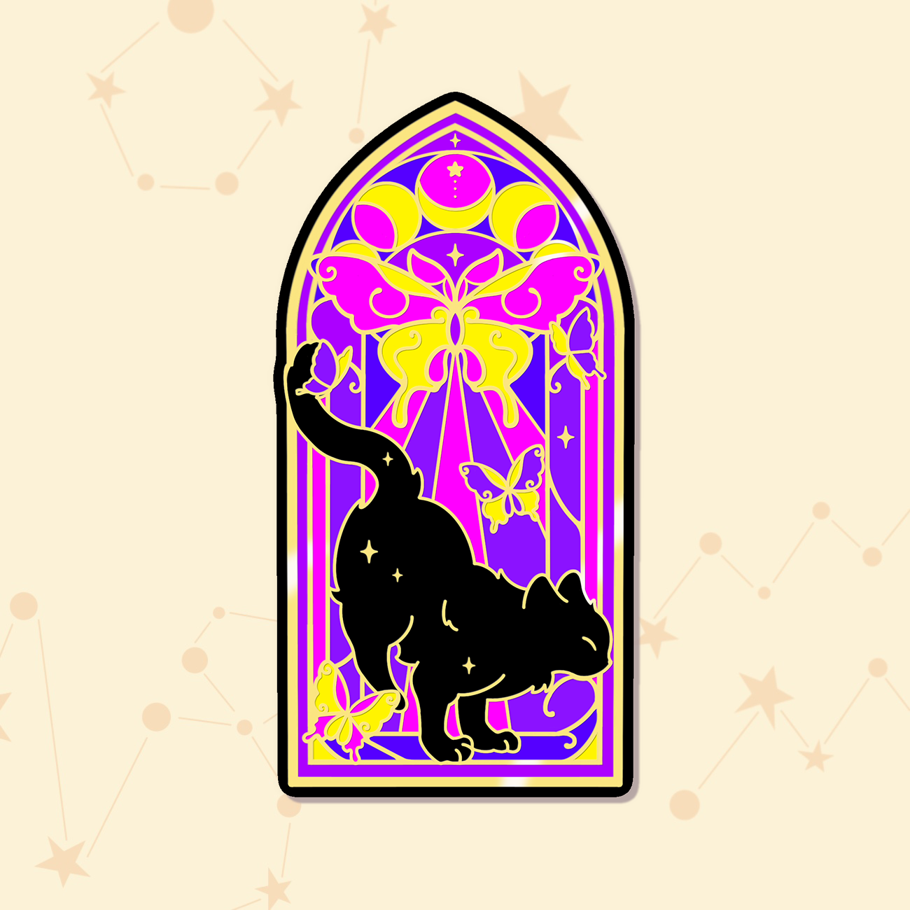 [Pre-order] Stained Glass Nocturne Cat Vinyl Sticker