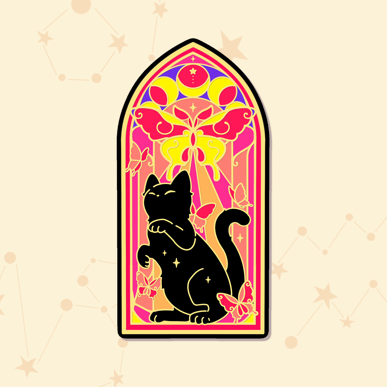 [Pre-order] Stained Glass Nocturne Cat Vinyl Sticker