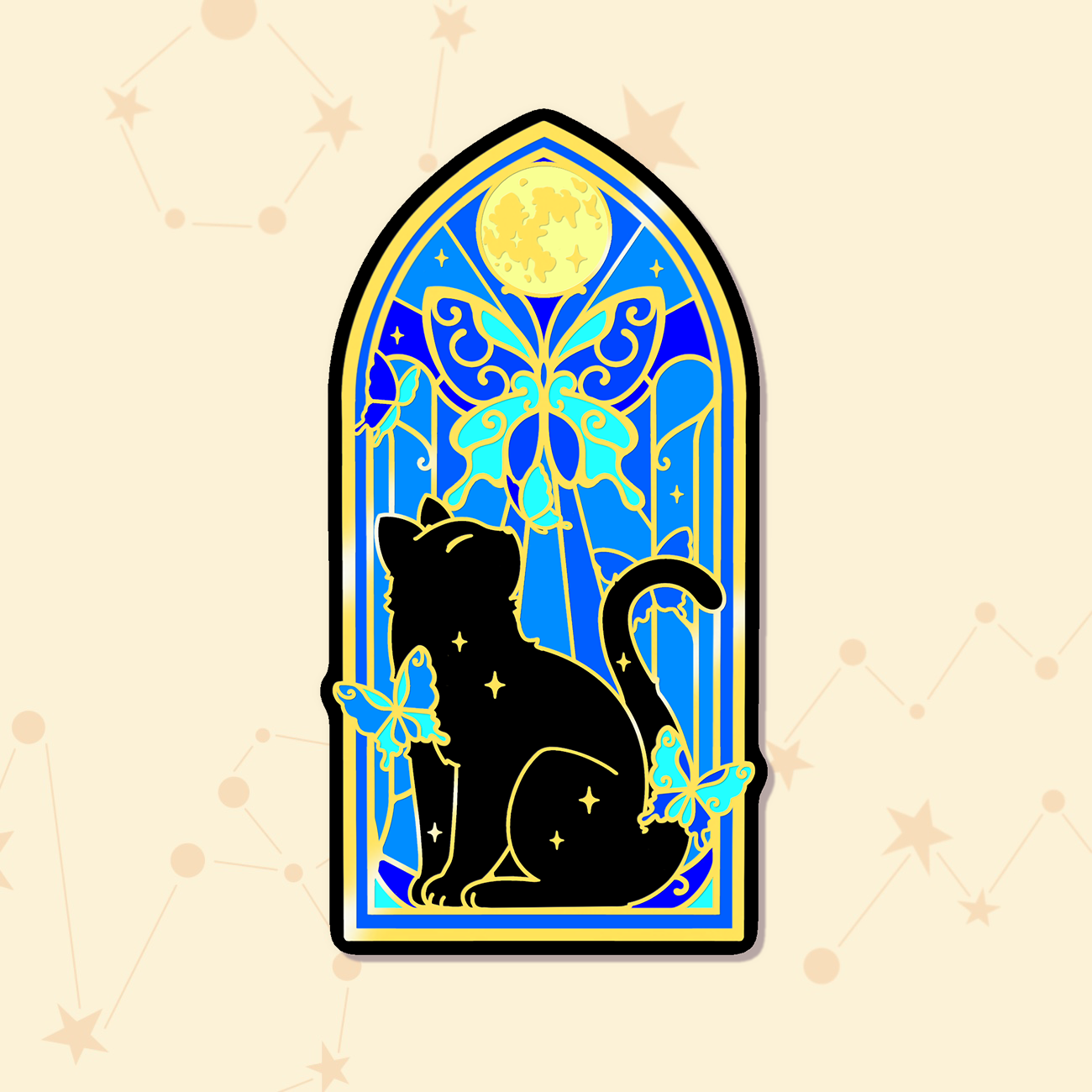 [Pre-order] Stained Glass Nocturne Cat Vinyl Sticker