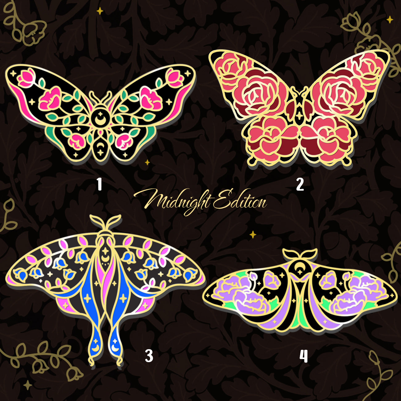 Floral Butterfly Enamel Pin Collection