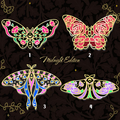 Floral Butterfly Enamel Pin Collection