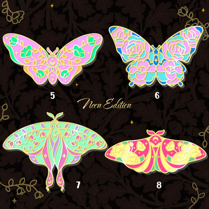 Floral Butterfly Enamel Pin Collection