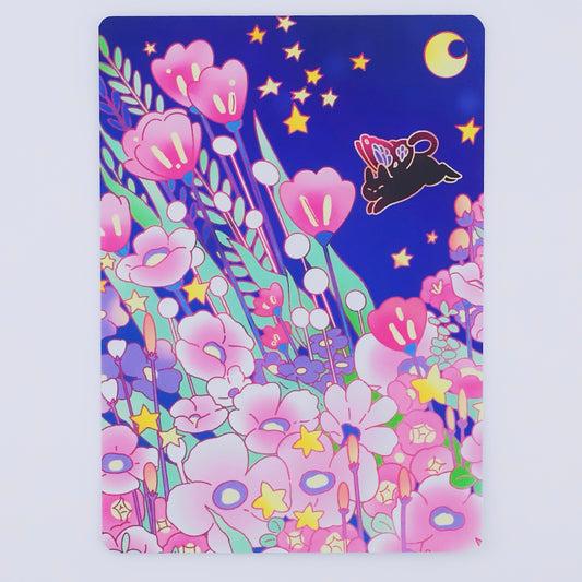 Night Garden Glitter Postcard