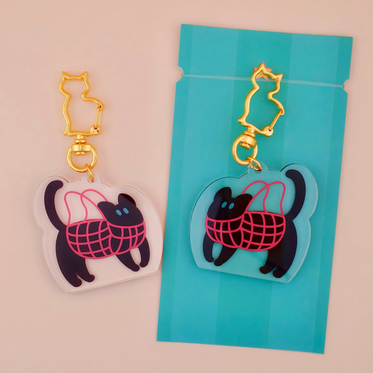 Kitties in Net Bags Acrylic Keychain