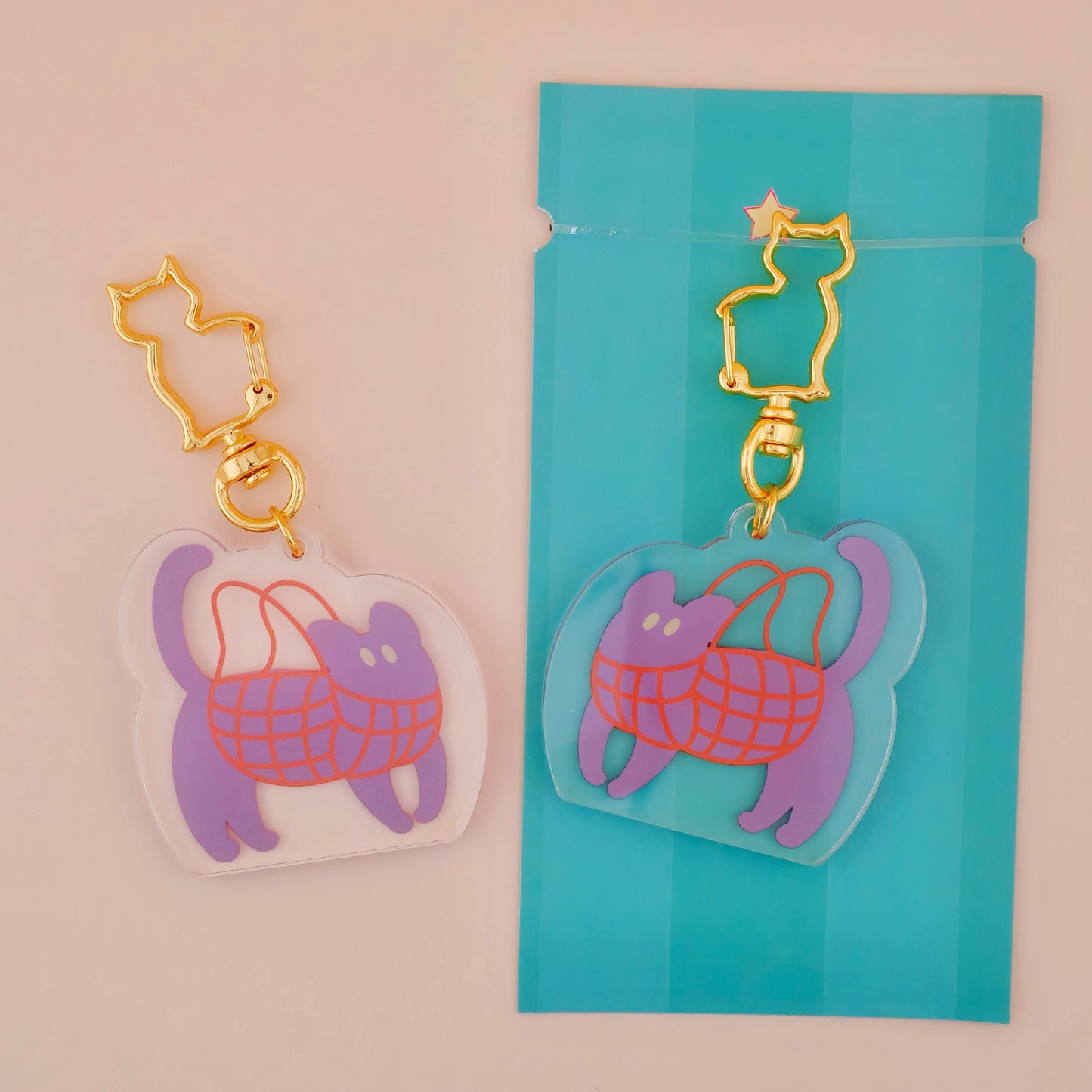 Kitties in Net Bags Acrylic Keychain