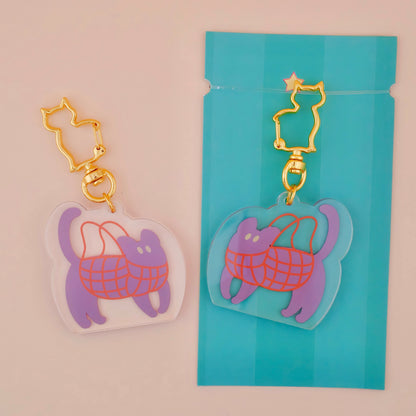 Kitties in Net Bags Acrylic Keychain