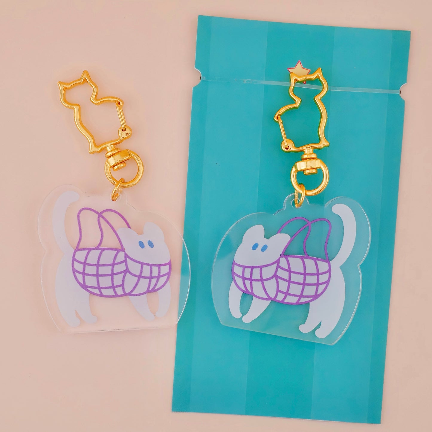 Kitties in Net Bags Acrylic Keychain